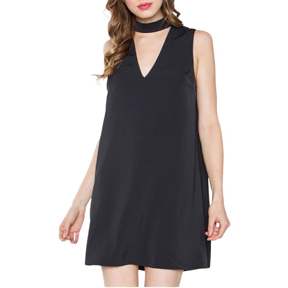 Sugarlips Little Black Dress, V-Neck with Choker, Size S